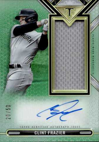 2021 Clint Frazier Topps Triple Threads EMERALD GREEN JUMBO JERSEY AUTO 20/50 AUTOGRAPH RELIC #UAJR-CF New York Yankees