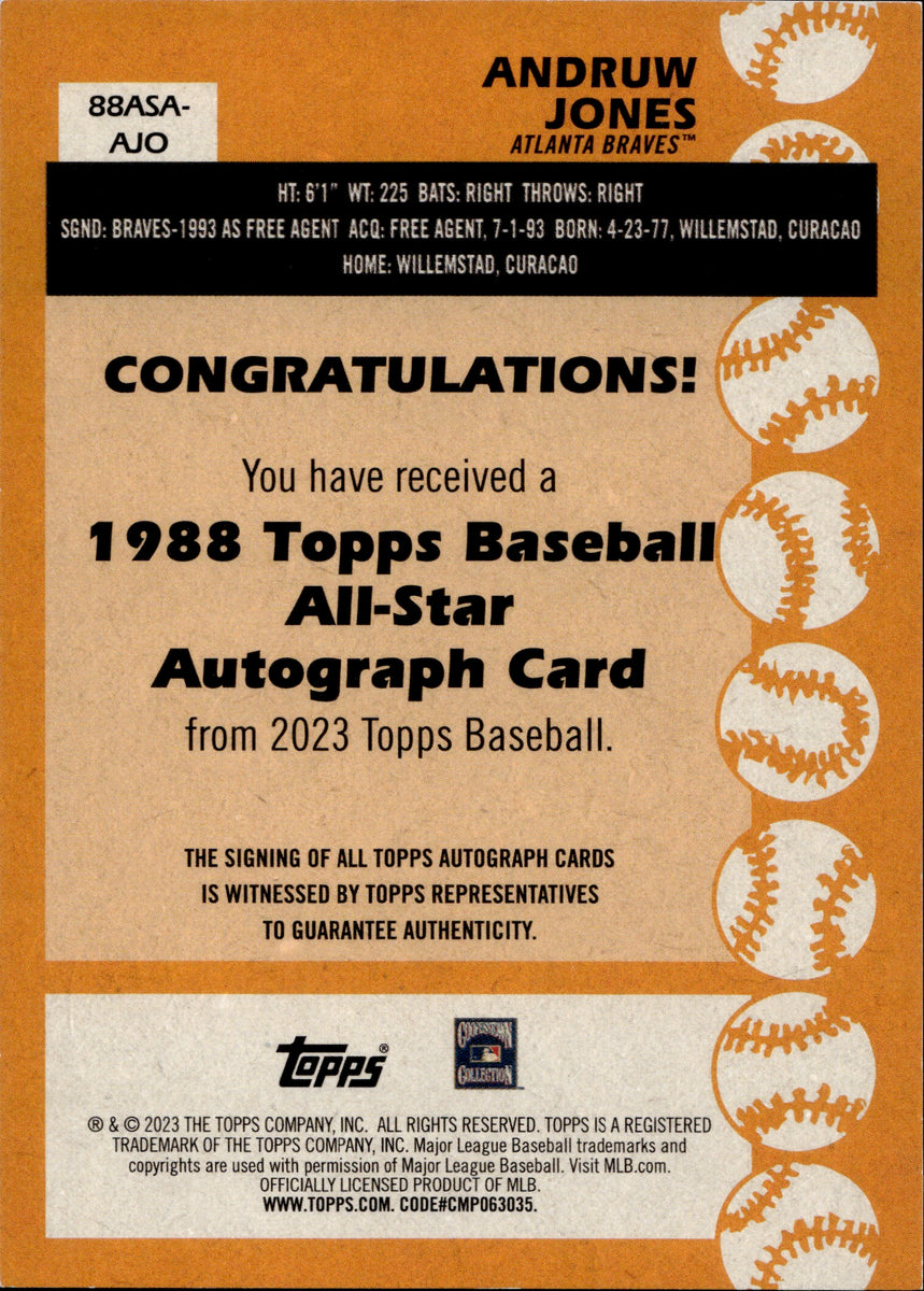 Andruw Jones signed 2022 Topps Certified Baseball Stars Auto