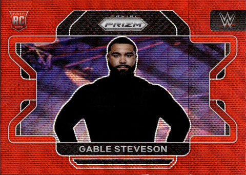 2022 Gable Steveson Panini Prizm WWE ROOKIE RED WAVE RC #23 Monday Night Raw 2