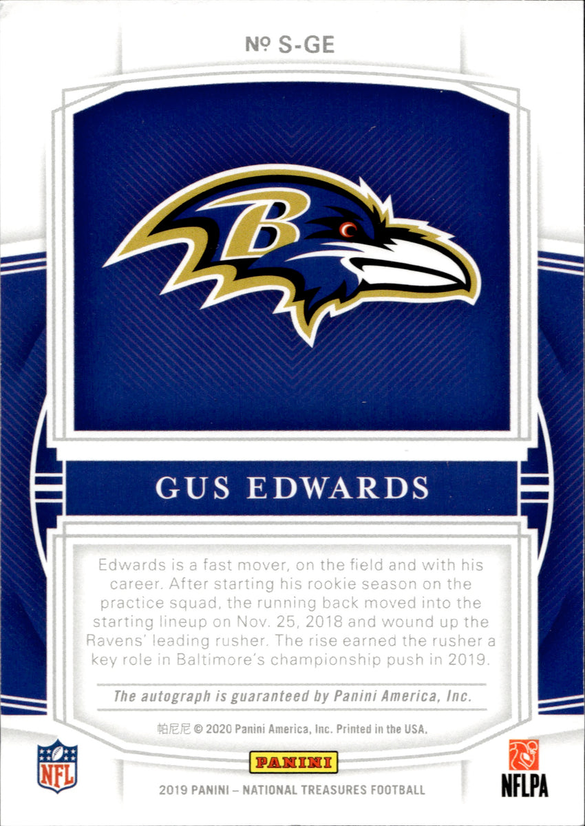 Gus Edwards BALTIMORE RAVENS AUTOGRAPH Football Card Rookie Card