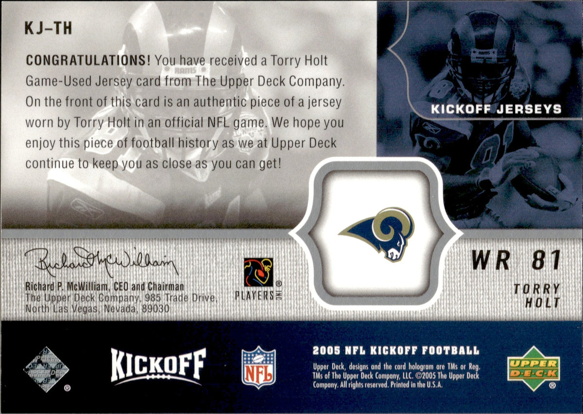 2005 Torry Holt Upper Deck Kickoff JERSEY RELIC #KJ-TH St. Louis Rams