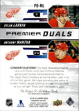 2019-20 Dylan Larkin Anthony Mantha Upper Deck Premier DUALS JERSEY 56/99 RELIC #PD-ML Detroit Red Wings