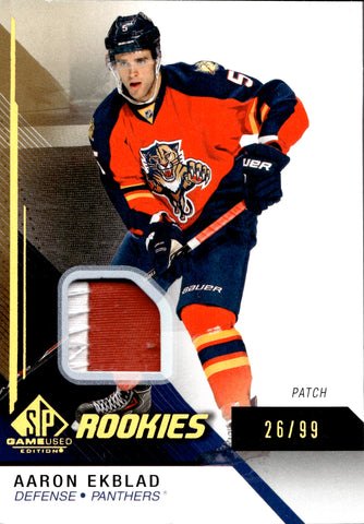2014-15 Aaron Ekblad Upper Deck SP Game Used ROOKIE GOLD SPECTRUM PATCH 26/99 RELIC RC #153 Florida Panthers