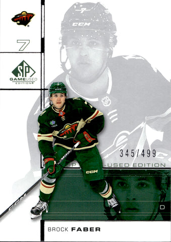 2023-24 Brock Faber Upper Deck SP Game Used '01 RETRO ROOKIE CROSSOVER 345/499 RC #RC-3 Minnesota Wild
