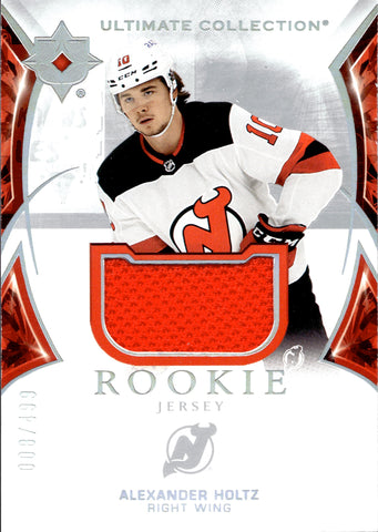 2021-22 Alexander Holtz Upper Deck Ultimate Collection ROOKIE JERSEY 008/499 RELIC RC #199 New Jersey Devils