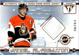 2001-02 Mats Sundin Daniel Alfredsson Pacific Titanium DOUBLE SIDED DUAL PATCH JERSEY 36/63 RELIC #30 Maple Leafs Senators