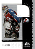 2001-02 Patrick Roy Upper Deck SP Game Used TOOLS OF THE GAME LEG PAD 059/100 RELIC #T-PR Colorado Avalanche HOF