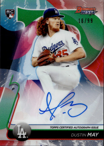 2020 Dustin May Bowman's Best of 2020 ROOKIE GREEN REFRACTOR AUTO 16/99 AUTOGRAPH RC #B20-DM Los Angeles Dodgers