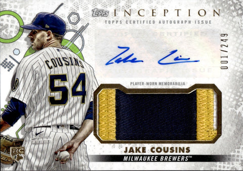 2022 Jake Cousins Topps Inception ROOKIE PATCH AUTO 001/249 AUTOGRAPH RELIC RC #IAP-JC Milwaukee Brewers