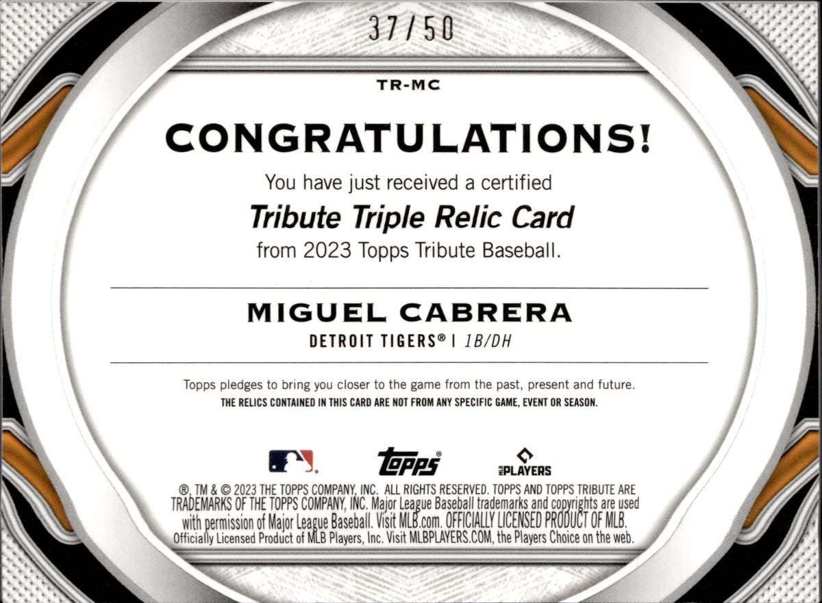 Miguel Cabrera 2022 Topps Commemorative Player Jersey Number