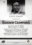 2021 Coco Gauff Upper Deck Goodwin Champions PLATINUM BLACK AND GOLD ROOKIE 055/249 RC #17 Tennis