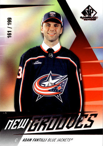2023-24 Adam Fantilli Upper Deck SP Game Used RED NEW GROOVES ROOKIE 161/199 RC #NG-6 Columbus Blue Jackets