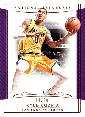 2018-19 Kyle Kuzma Panini National Treasures 18/39 #38 Los Angeles Lakers