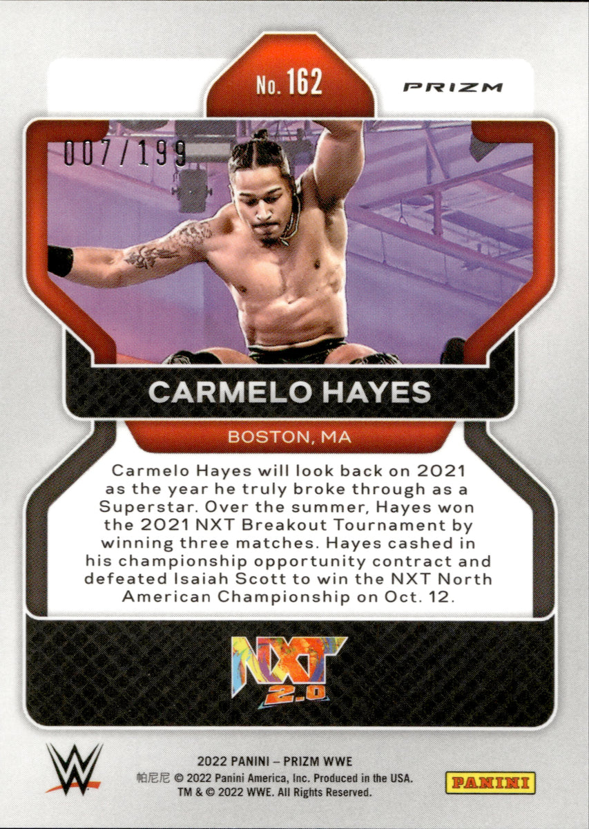 2022 Carmelo Hayes Panini Prizm WWE BLUE ROOKIE 007/199 RC #162 NXT Ch