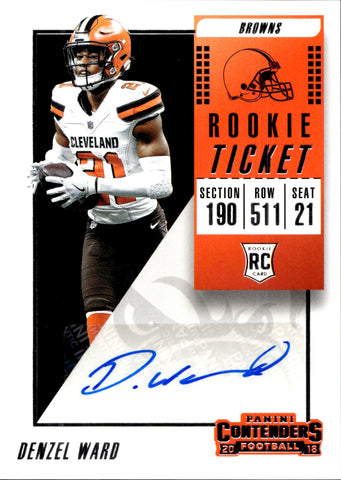 2018 Denzel Ward Panini Contenders ROOKIE TICKET AUTO AUTOGRAPH #145 Cleveland Browns