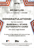 2023 Bo Naylor Topps Update Series ROOKIE BASEBALL STARS AUTO AUTOGRAPH RC #BSA-BN Cleveland Guardians