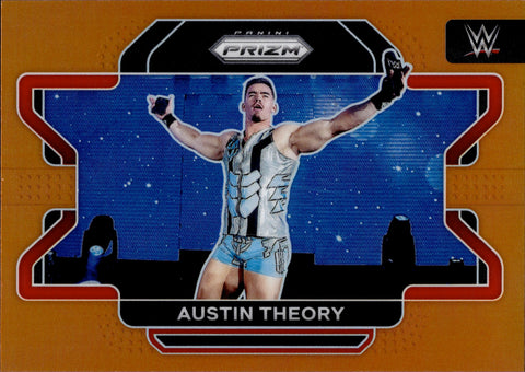 2022 Austin Theory Panini Prizm WWE ORANGE 24/99 #87 Monday Night Raw