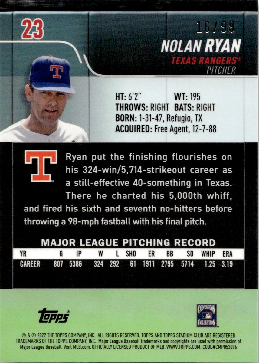 Texas Rangers Nolan Ryan Pitcher MLB Baseball HOF Hall of Fame 