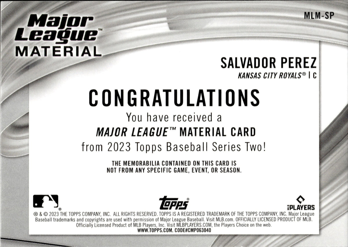 Salvador Perez Game Worn Jersey Baseball Card