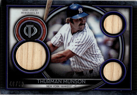 2020 Thurman Munson Topps Tribute TRIPLE BAT 46/50 RELIC #TTR-TM New York Yankees