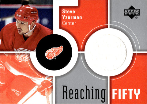 2002-03 Steve Yzerman Upper Deck REACHING FIFTY JERSEY RELIC #50-SY Detroit Red Wings HOF