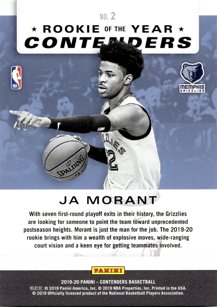Ja Morant 2019 Contenders Rookie of the Year Contenders #2 Price