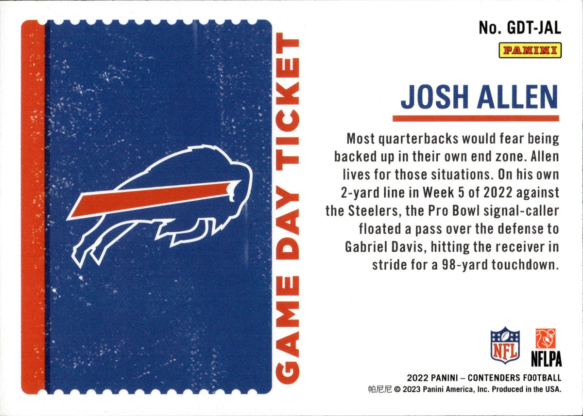 2022 Josh Allen Panini Contenders HOLO FOIL GAME DAY TICKET 28/99 #GCT