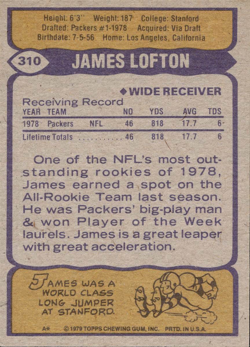 1979 James Lofton Topps ROOKIE RC #310 Green Bay Packers HOF