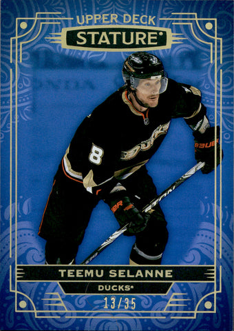 2022-23 Teemu Selanne Upper Deck Stature BLUE 13/35 #3 Anaheim Ducks