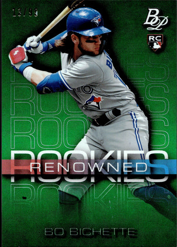 2020 Bo Bichette Bowman Platinum ROOKIE GREEN RENOWNED ROOKIES 13/99 RC #RR-4 Toronto Blue Jays