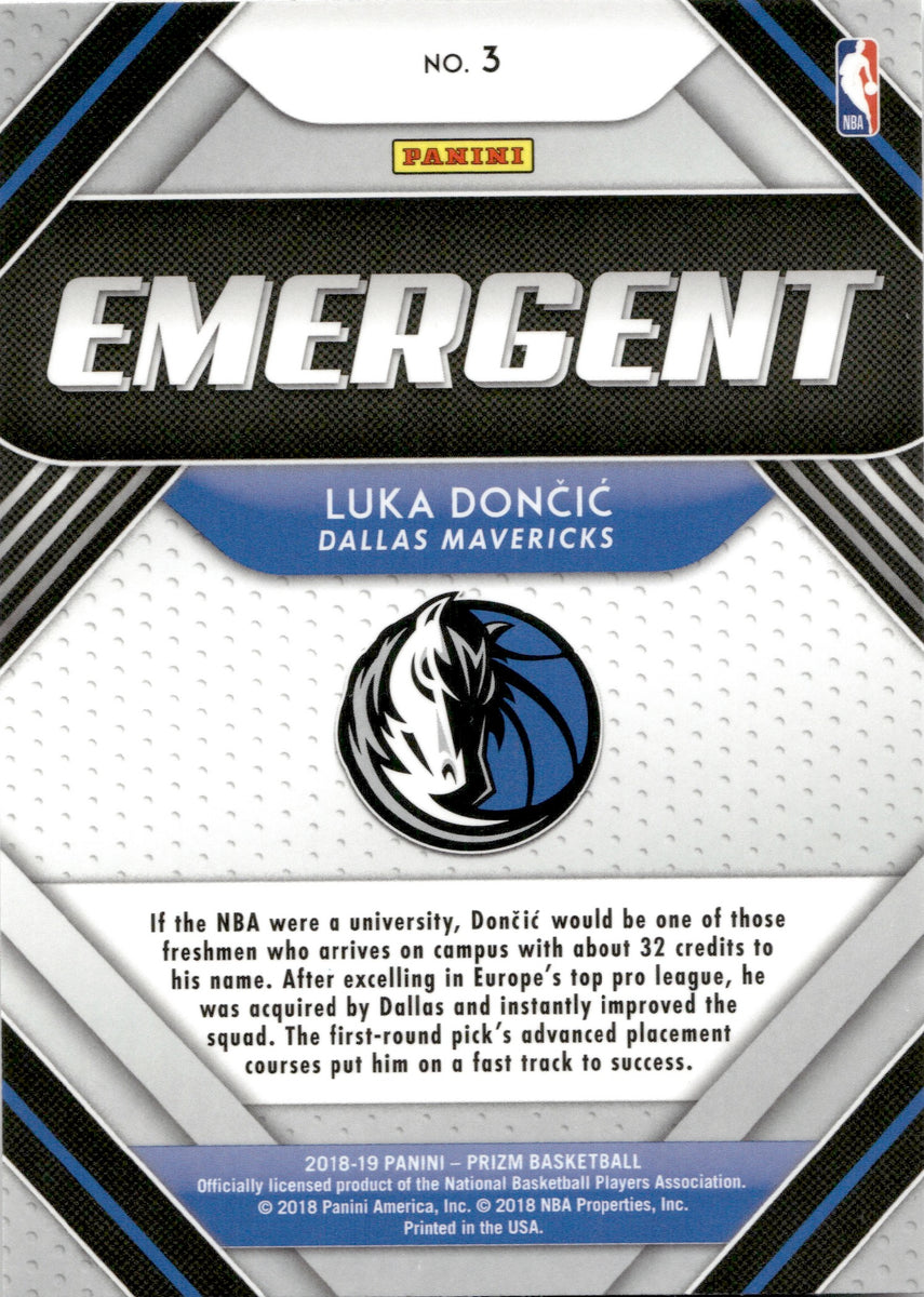 2018-19 Luka Doncic Panini Prizm EMERGENT ROOKIE RC #3 Dallas Maverick