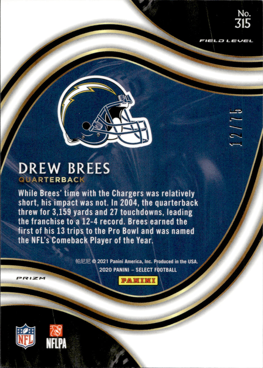 2020 Drew Brees Panini Prizm TRI-COLOR FIELD LEVEL 12/75 #315 San Dieg