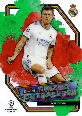 2021-22 Toni Kroos Topps Finest UEFA Champions League GREEN RED FUSION 22/30 PRIZED FOOTBALLERS #PFF-9 Real Madrid C.F.