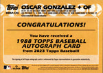 2023 Oscar Gonzalez Topps Series 1 ROOKIE 1988 TOPPS AUTO AUTOGRAPH RC #88BA-OG Cleveland Guardians