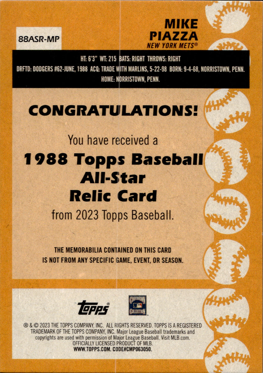 2023 Mike Piazza Topps Series 2 ALL-STAR 1988 DESIGN BAT RELIC #88ASR