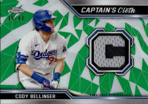 2021 Cody Bellinger Topps Chrome CAPTAIN'S CLOTH GREEN REFRACTOR JERSEY 85/99 RELIC #CCR-CB Los Angeles Dodgers