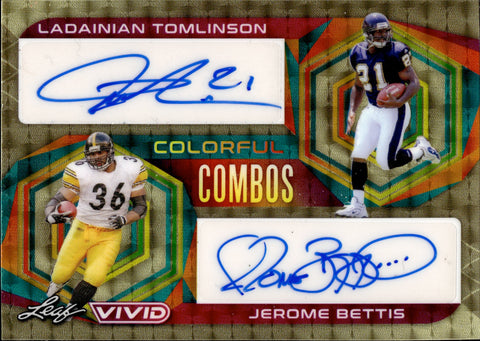 2023 LaDainian Tomlinson Jerome Bettis Leaf Vivid COLORFUL COMBOS SUPER DUAL AUTO 1/1 ONE OF ONE AUTOGRAPH #CC-32 Chargers Steelers HOF