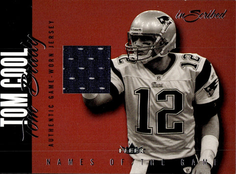 2004 Tom Brady Fleer Inscribed NAMES OF THE GAME USED JERSEY RELIC #NGJ-TB New England Patriots