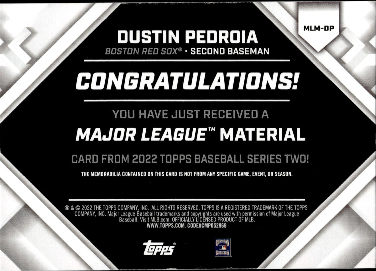 2022 Dustin Pedroia Topps Series 2 MAJOR LEAGUE MATERIAL BLACK JERSEY