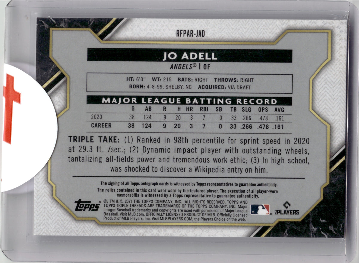 2021 Topps Triple Threads Jo Adell Triple Jersey Autograph Rookie