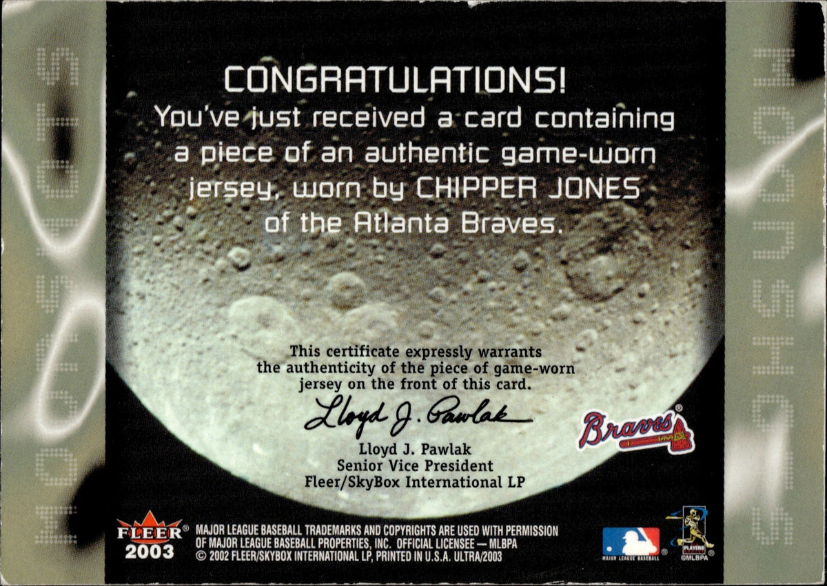 Authentic Jersey Atlanta Braves Road 1999 Chipper Jones