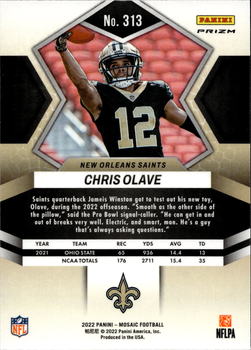 2022 PRIZM FOOTBALL CHRIS OLAVE ROOKIE SILVER JERSEY NEW ORLEANS SAINTS RC