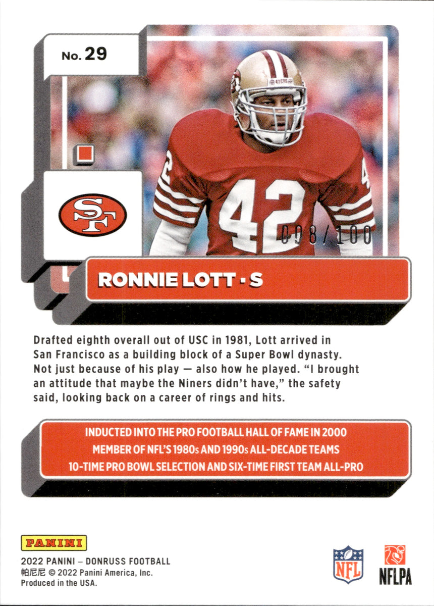 2022 Ronnie Lott Panini Donruss PRESS PASS SILVER 008/100 #29 San Francisco  49ers HOF