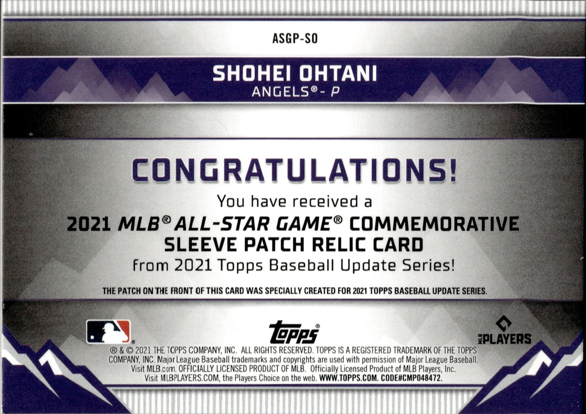 2021 Topps Update Shohei Ohtani All Star Game Patch Angels