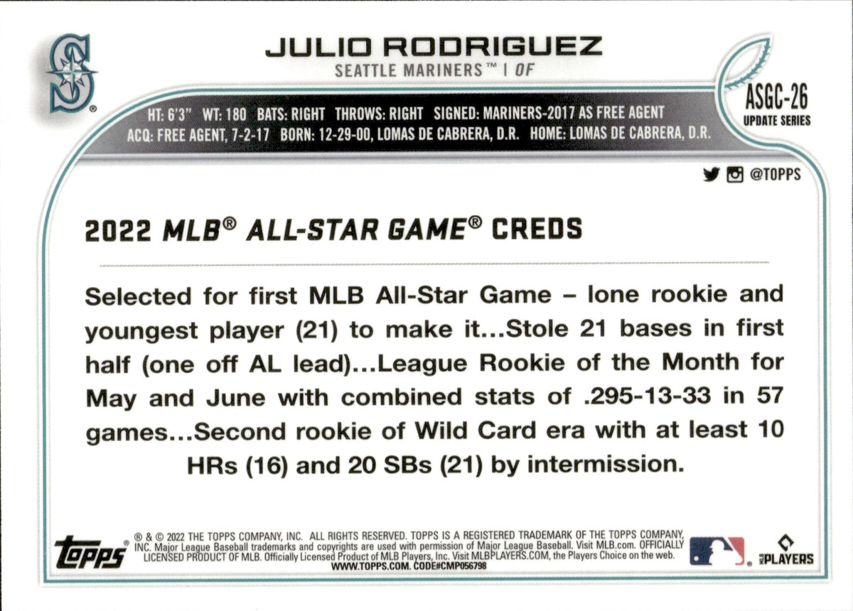 2022 Chrome Update 2022 All Star Game #ASGC-26 Julio Rodriguez