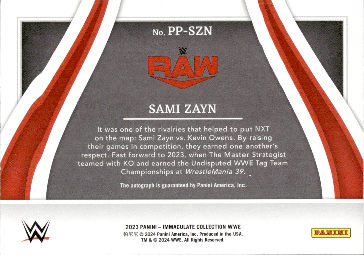 2023 Sami Zayn Panini Immaculate Collection RUBY RED PAST & PRESENT AU