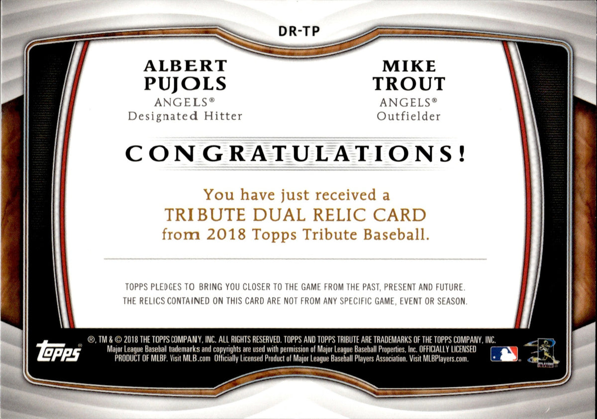 2018 Mike Trout Albert Pujols Topps Tribute DUAL JERSEY 072/150 RELIC