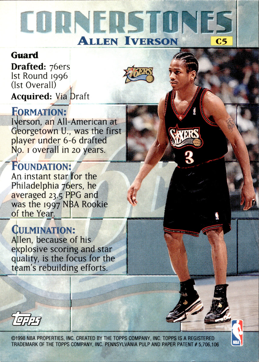 1998-99 Allen Iverson Topps CORNERSTONES #C5 Philadelphia 76ers HOF