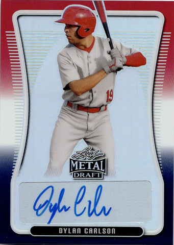 2020 Dylan Carlson Leaf Metal Draft RED WHITE AND BLUE AUTO 04/10 AUTOGRAPH #BA-DC1 St. Louis Cardinals