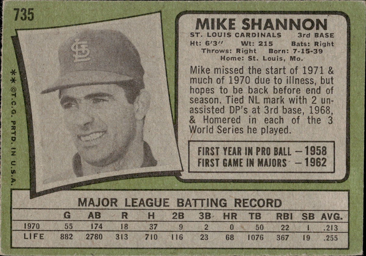 1971 Topps Mike Shannon